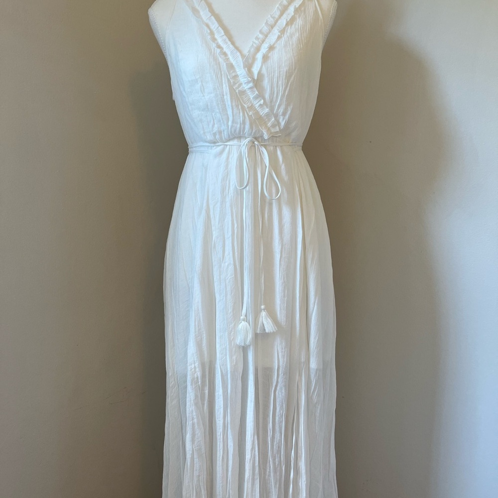Aakaa White Ruffled Maxi Dress